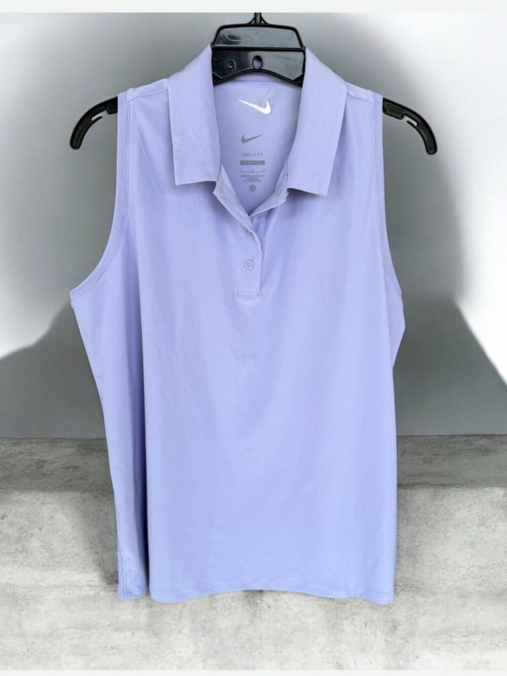 Nike Victory Women's Dri-FIT Sleeveless Golf Polo L Lilac White Racerback NWT
